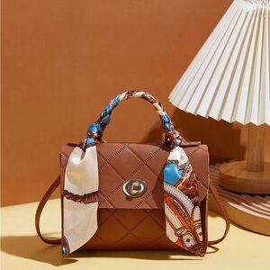 Fashionable Diamond-check Pattern Printed Small Square Tote Bag, Handbag